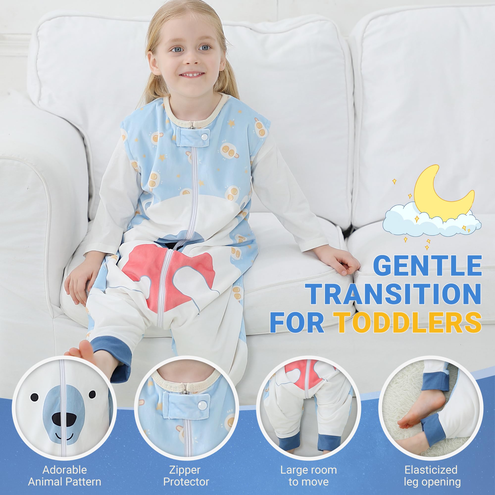 Betterfun bear sleeping bag shows reinforced stitching and non-toxic materials.