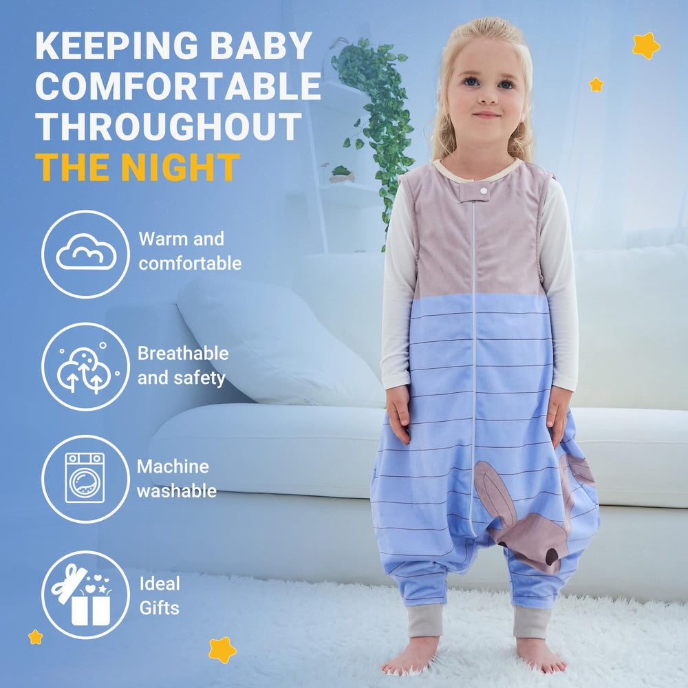 BetterFUN sleeping sack with feet; soft fabric and breathable comfort.