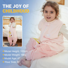 BETTERFUN pink giraffe sleeping sack with roomy crotch for natural movement.