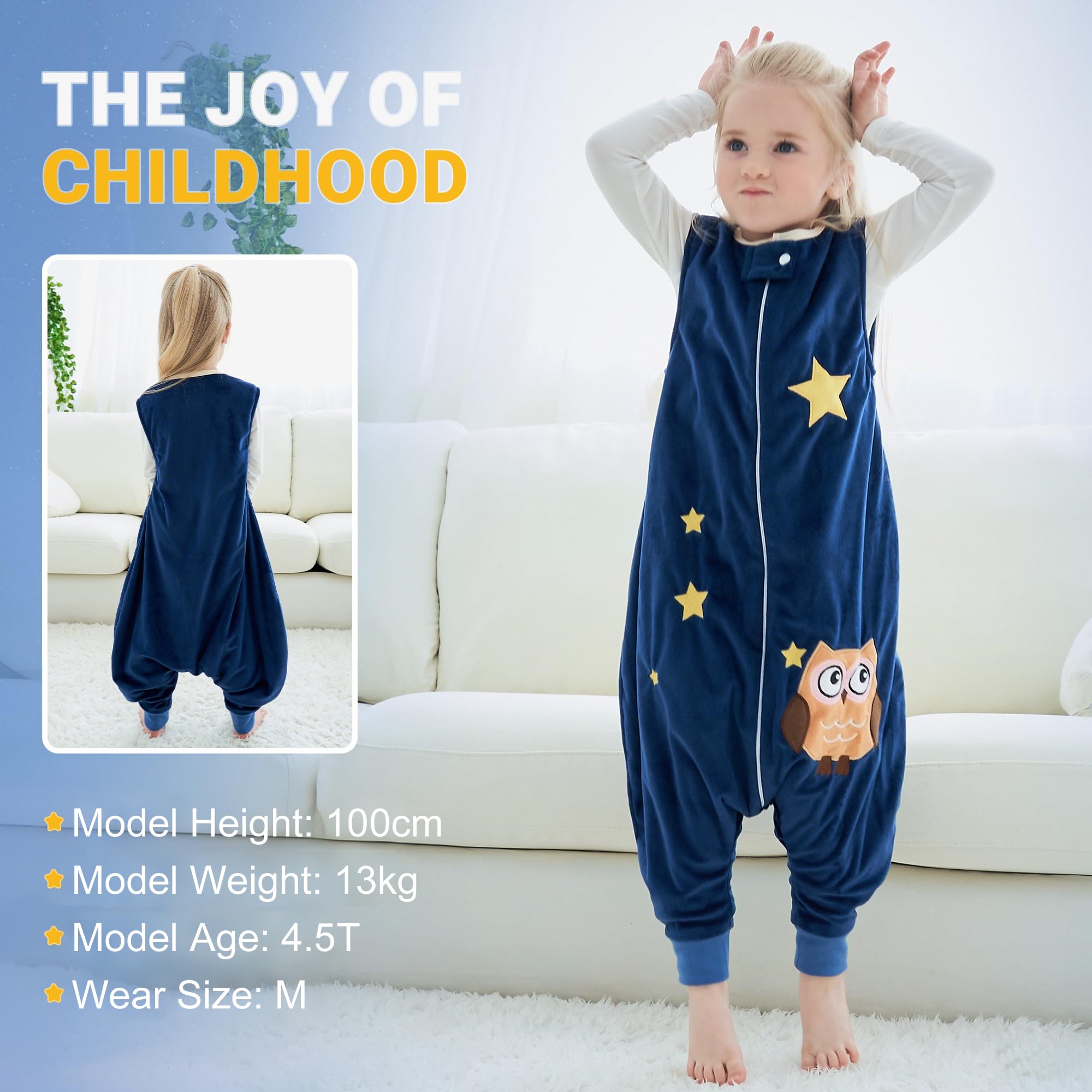 BETTERFUN Sleeping Sack with Feet split-leg design for safe crawling