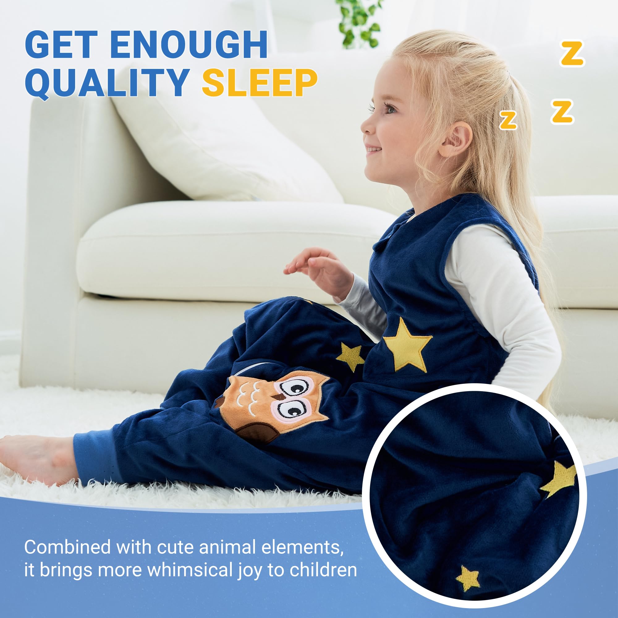 BETTERFUN Sleeping Sack with Feet features a two-way zipper for easy diaper changes