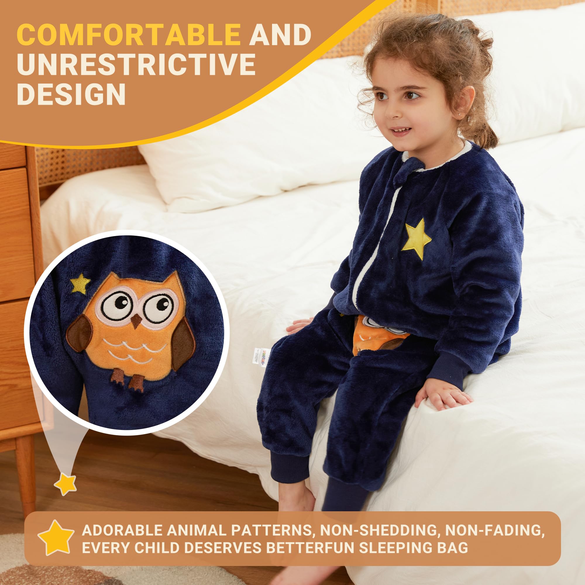 BETTERFUN two-way zipper sleeping bag allows quick diaper changes without waking baby.