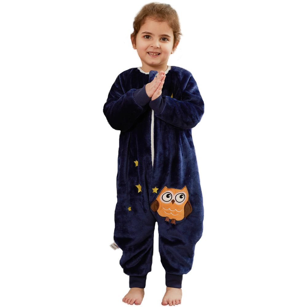 BETTERFUN unisex baby sleeping bag with dark blue owl print provides cozy warmth for indoor use.