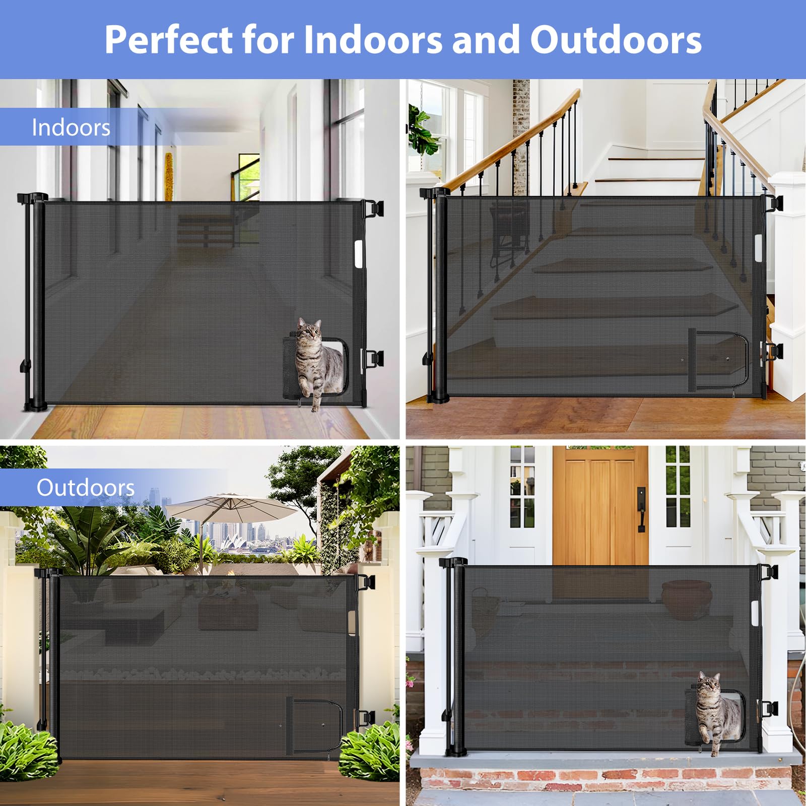 BETERTEK retractable gate secured with screws for sturdy mounting.