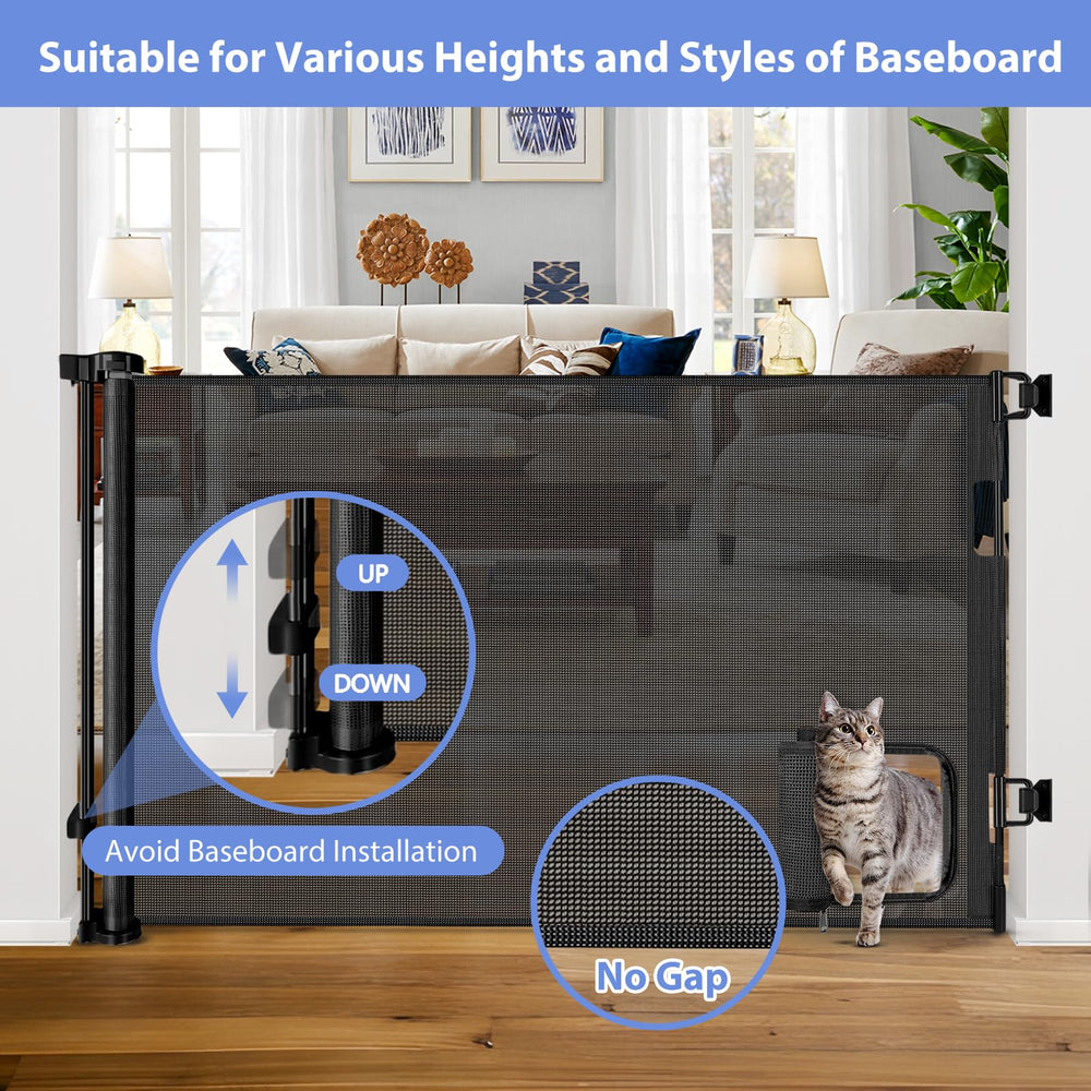 BETERTEK retractable gate covers up to 80 inches wide for wide openings.