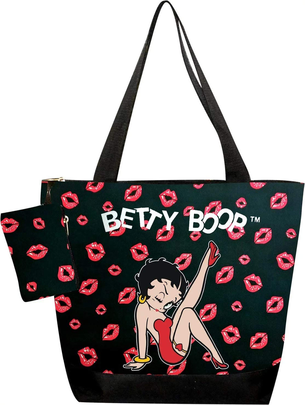 Betty Boop diaper bag with top zip closure for easy access and organized carry