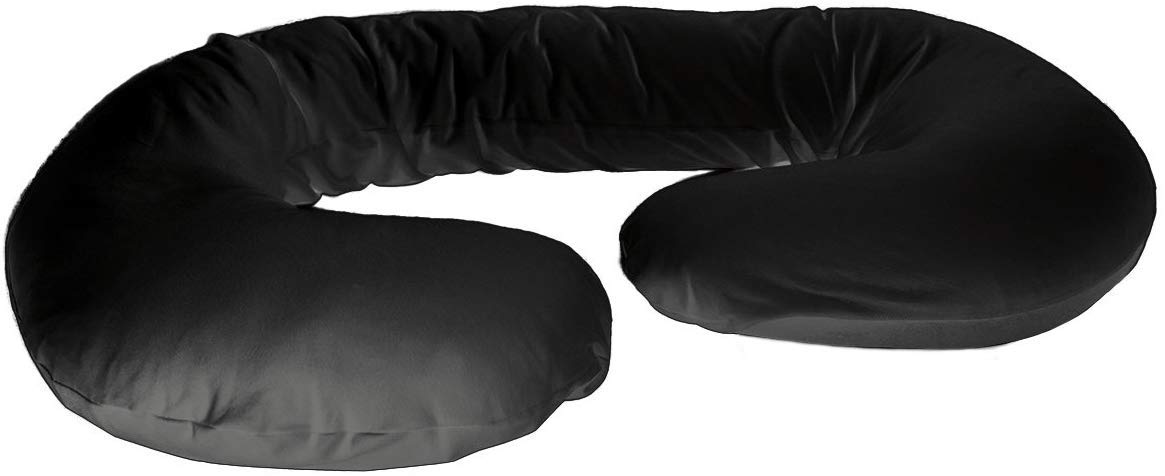 Betty Dain stretch jersey pillowcase for C-shape pillows; fits 60 x 25 inches in black.