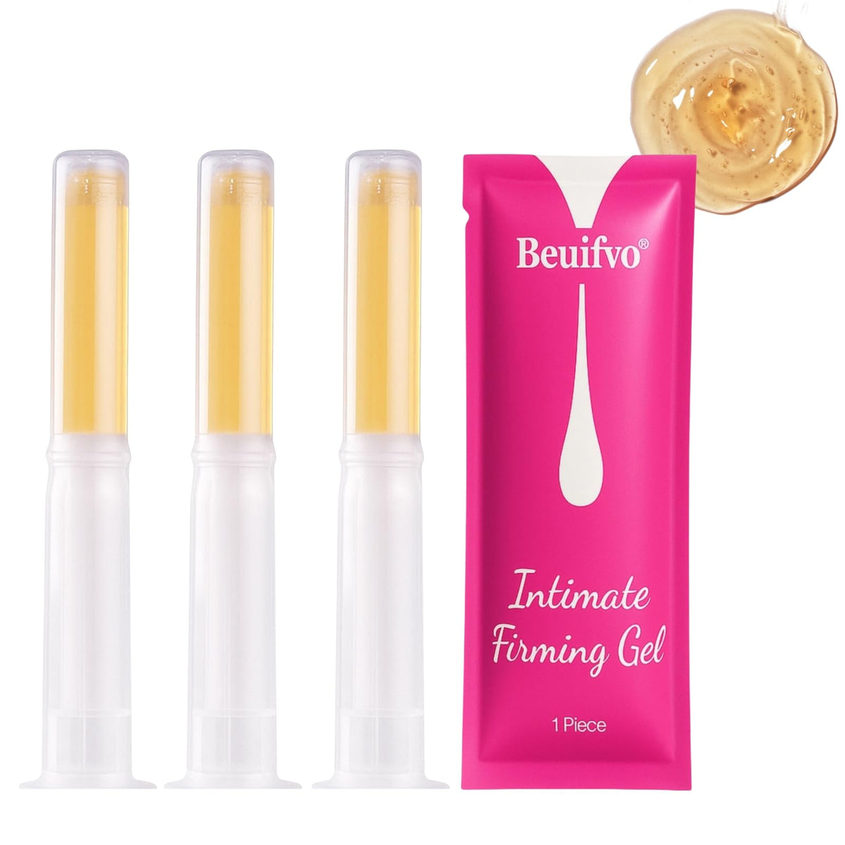 Beuifvo women's intimate gel bottle highlighting probiotic formula for pH balance.