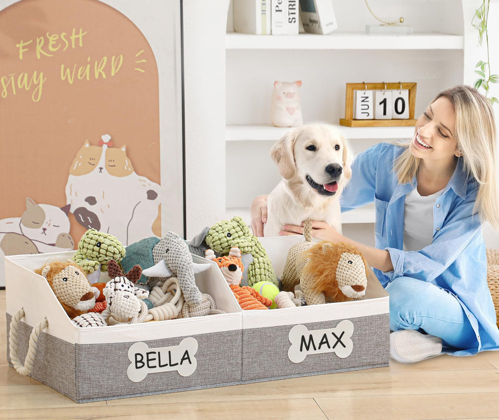 Beveetio large toy basket folded for compact storage when not in use.