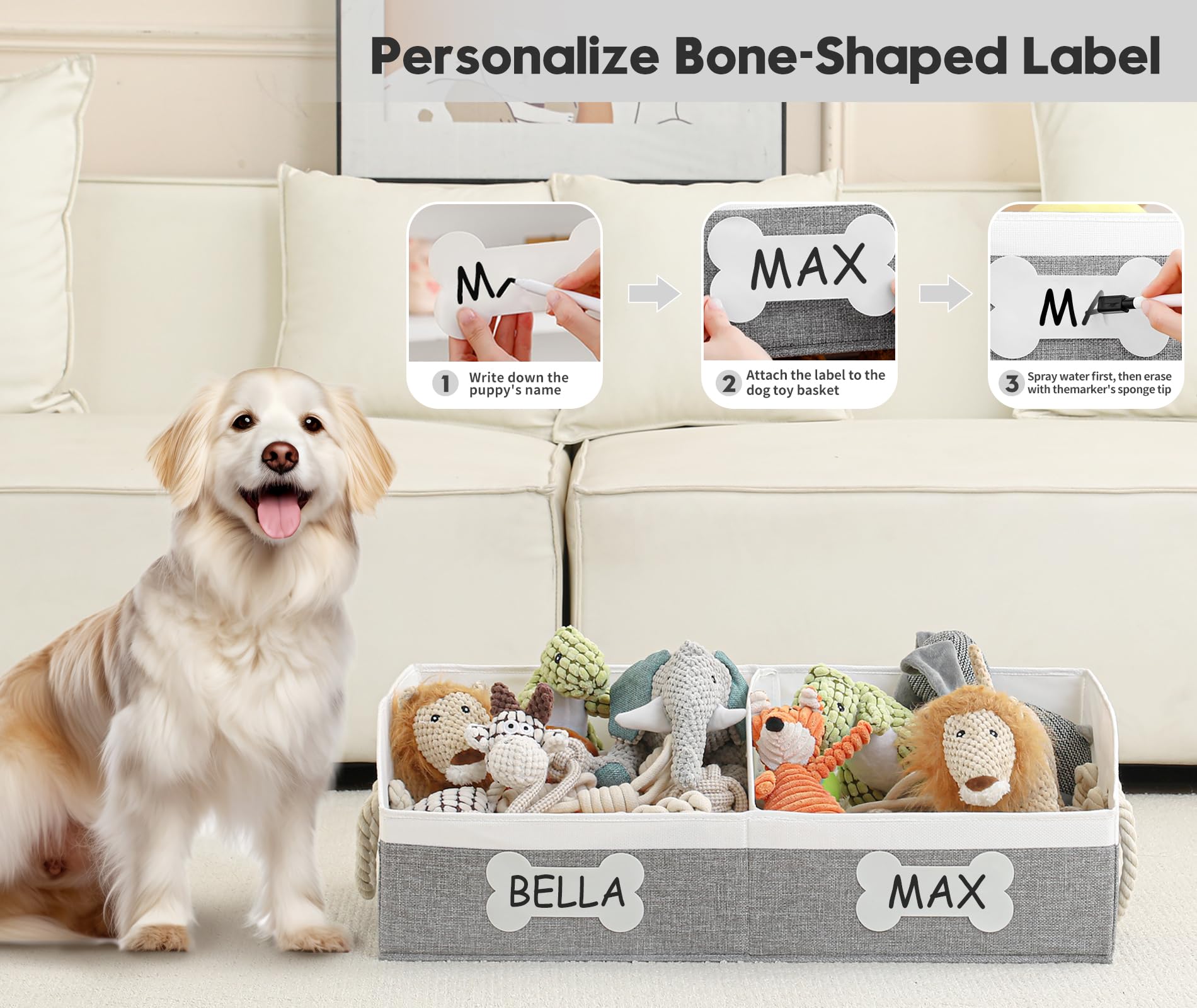 Beveetio trapezoid design basket helps dogs reach toys easily and quickly.