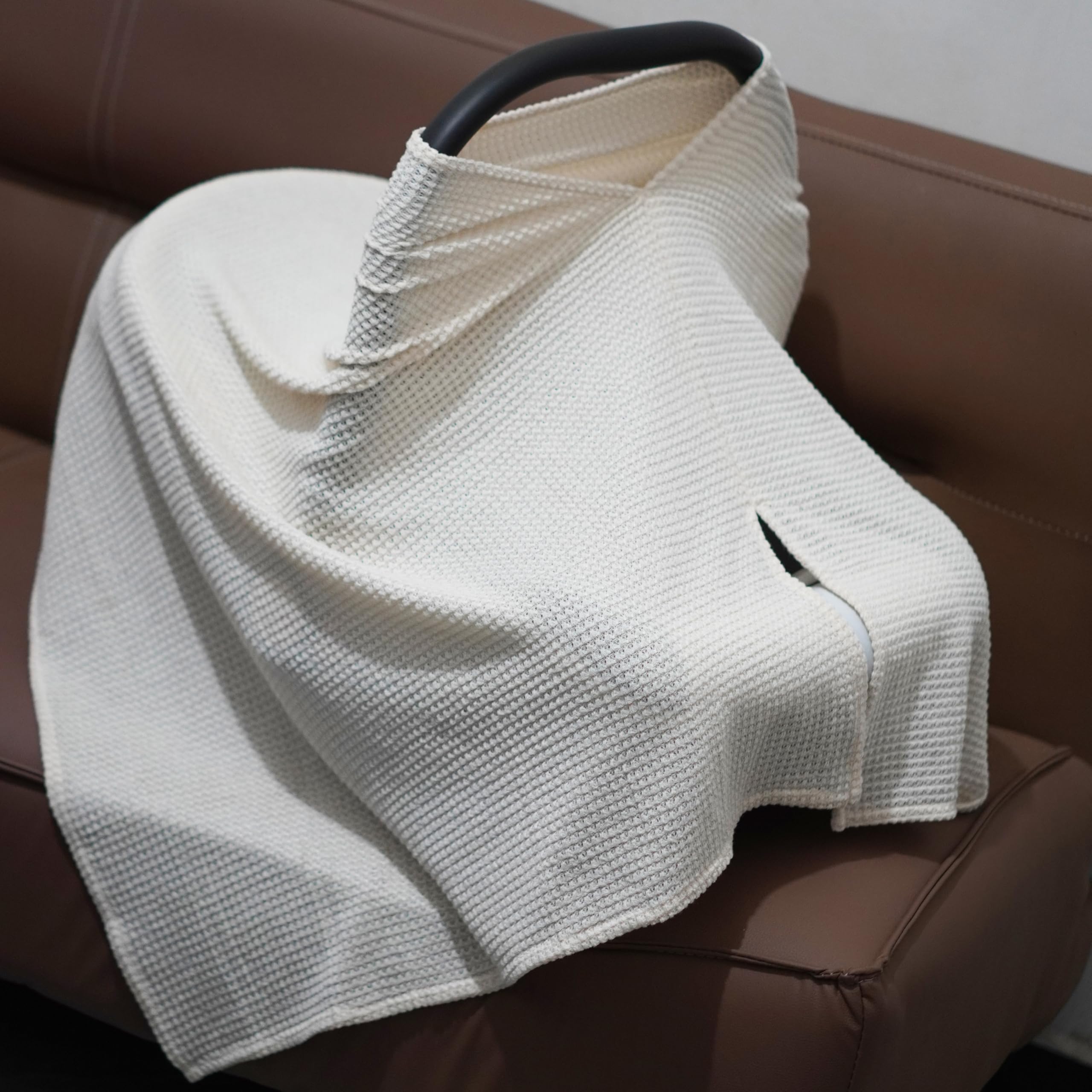 BEWDIO Beige Nursing Cover styled as fashion scarf highlights versatility and style.