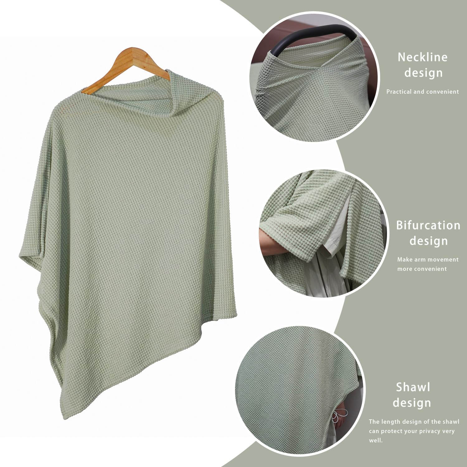 BEWDIO Green nursing cover used as multi-use wrap for stroller and more