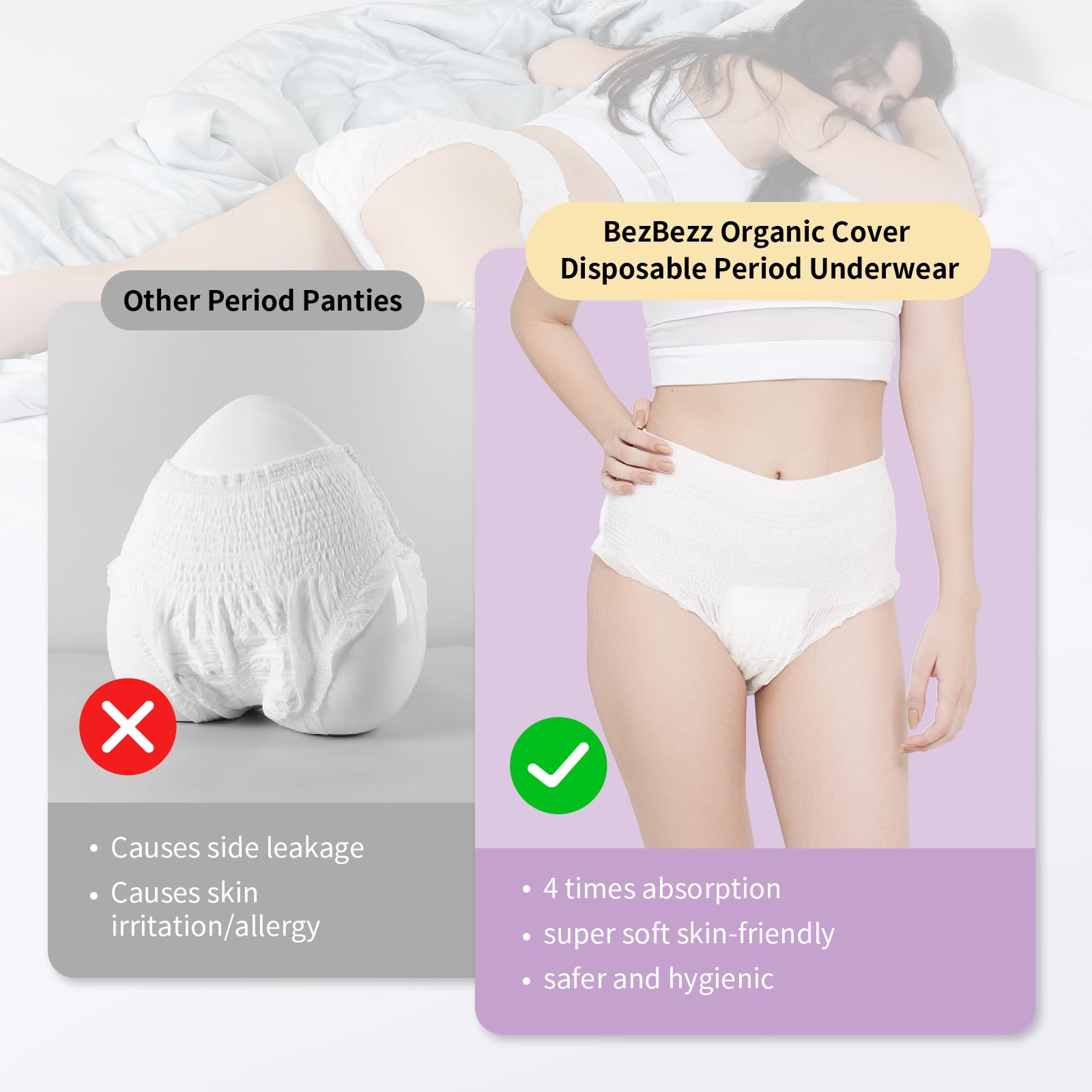 BezBezz ultra-thin underwear with a 3x stretch waistband for a comfy fit.