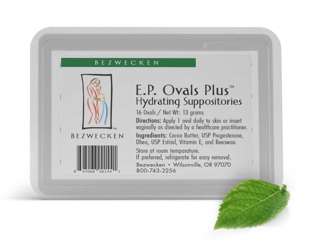 Bezwecken E.P. Ovals Plus packaging shows a professional menopause dryness solution.