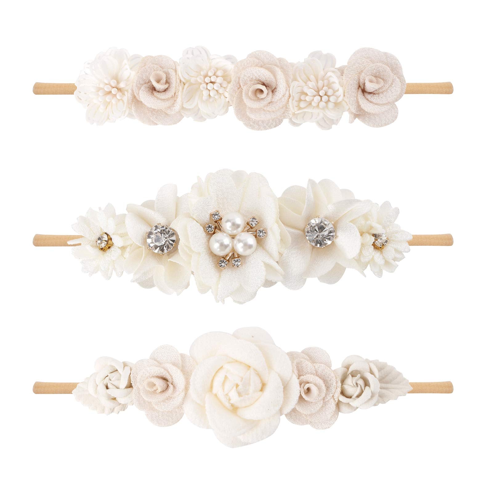 BFNAAgirl floral headband with soft leaves, ideal for delicate baby styling