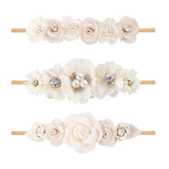 BFNAAgirl floral headband with soft leaves, ideal for delicate baby styling
