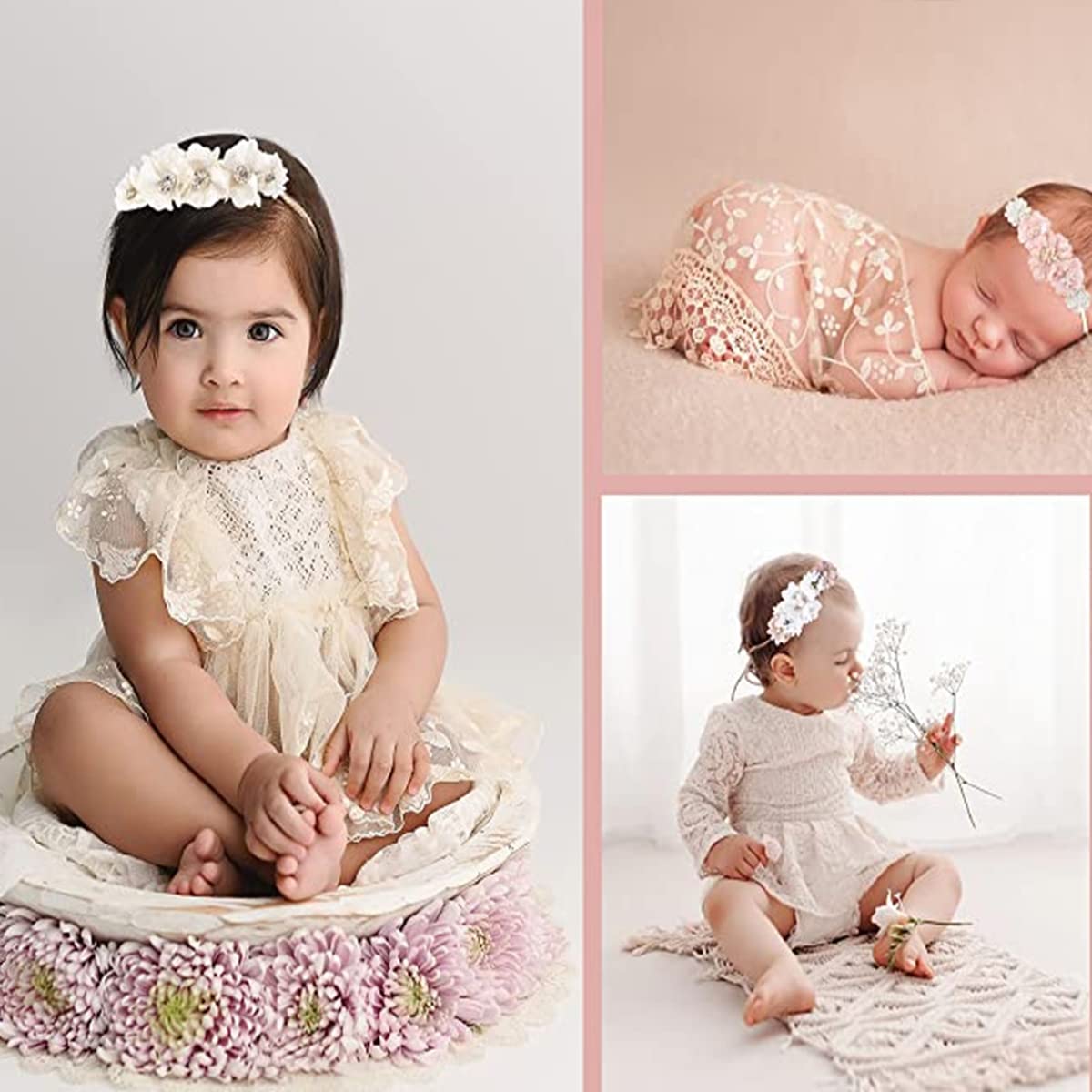 BFNAAgirl baby shower photography headband complements outfits