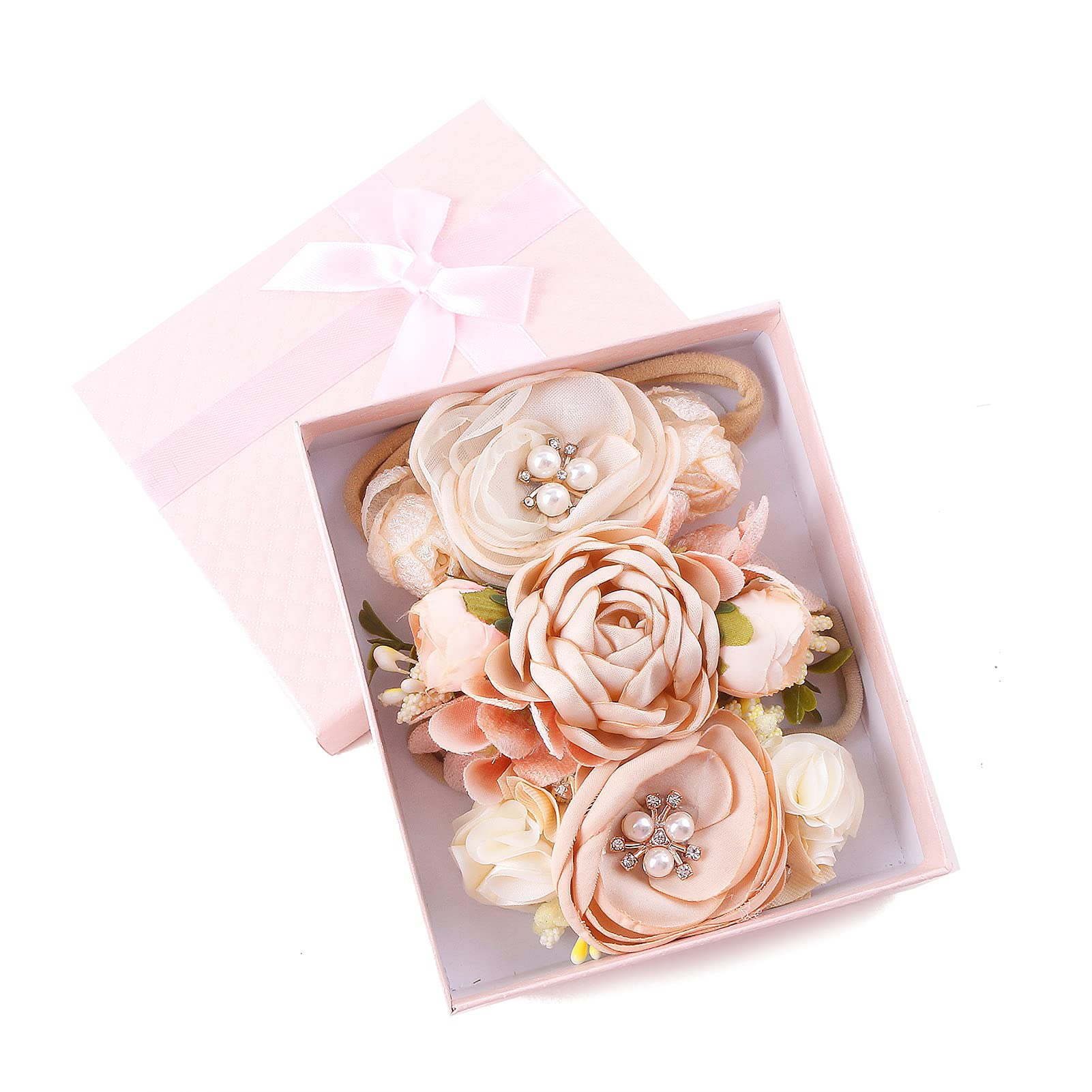BFNAAgirl floral headband with pink flowers, ideal for photos and parties.