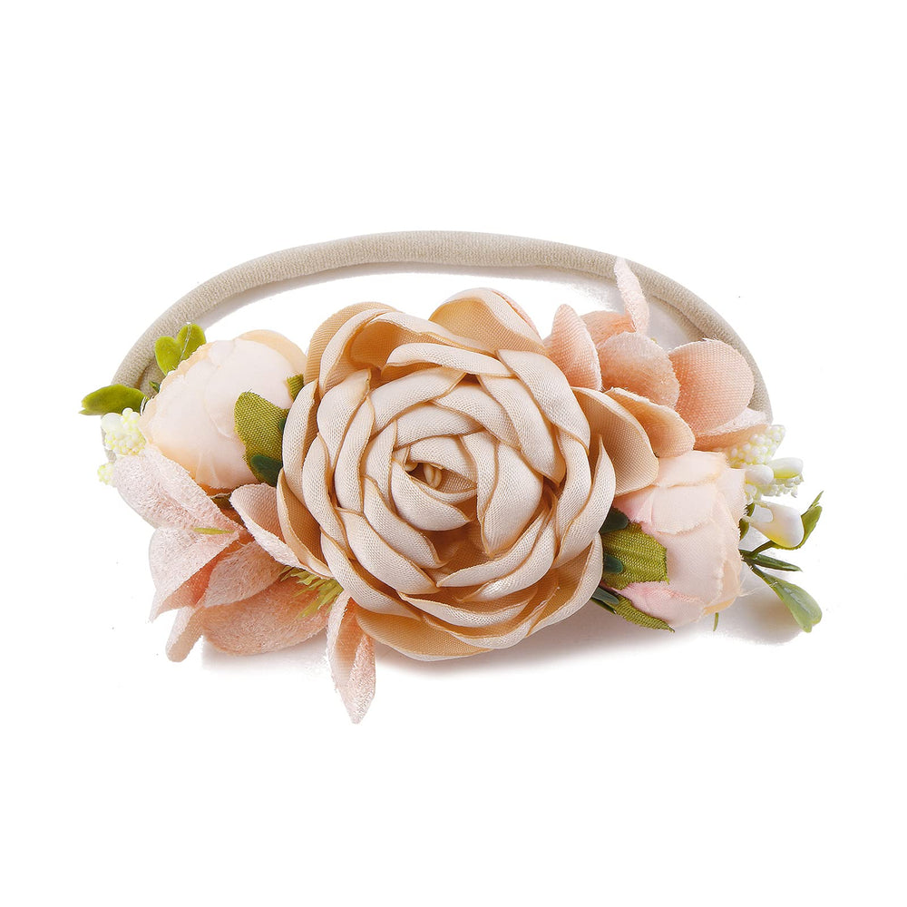BFNAAgirl floral headband white pearl detail, gentle on baby skin and soft.