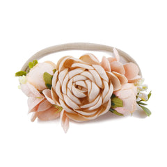 BFNAAgirl floral headband white pearl detail, gentle on baby skin and soft.