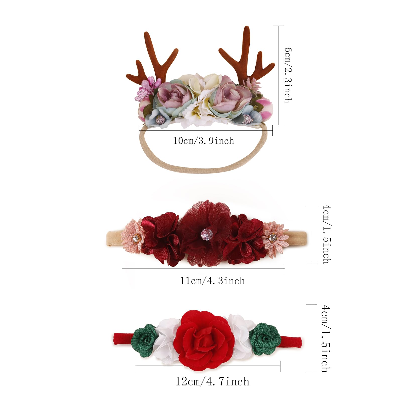 BFNAAgirl 3pcs floral headbands in a gift-ready box.