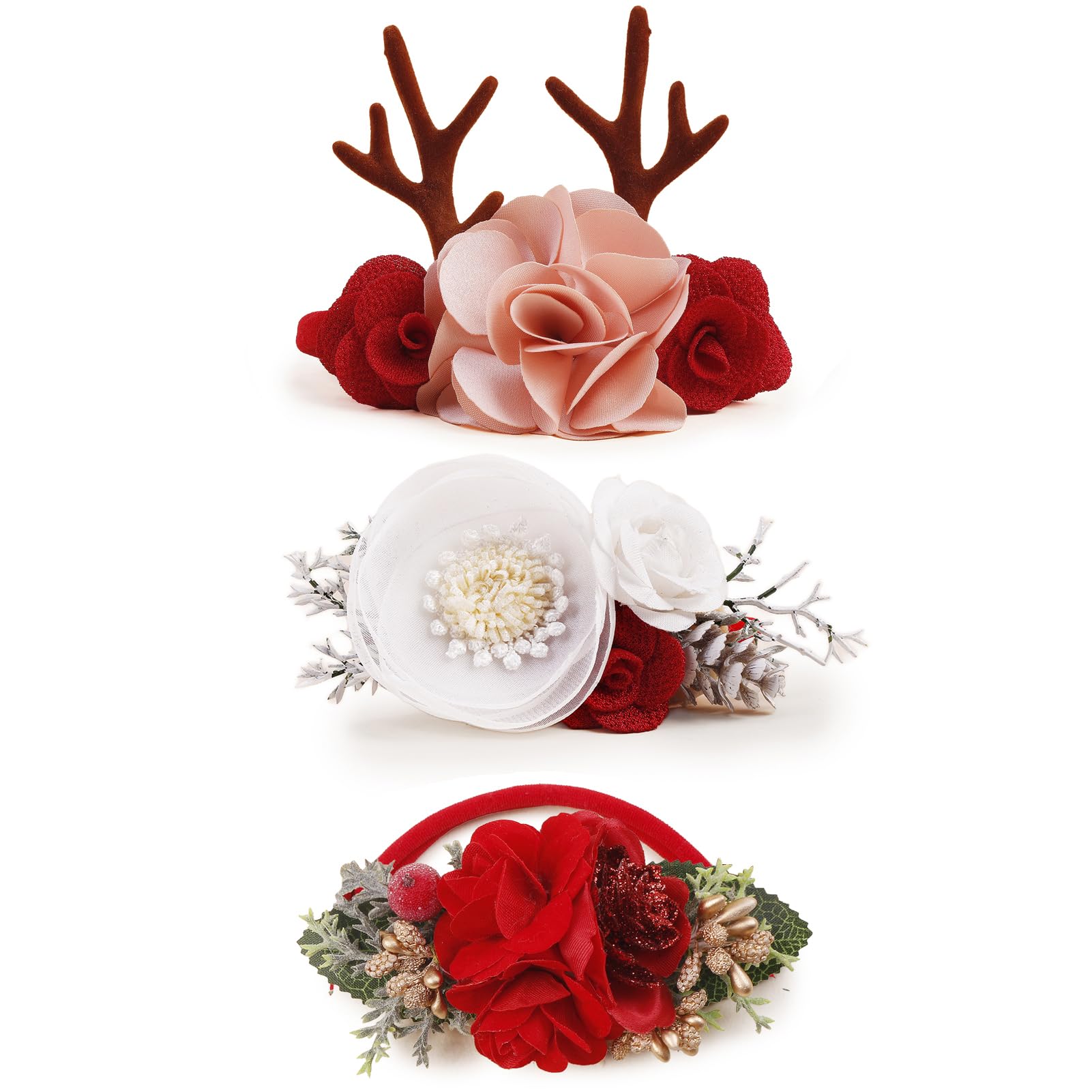 BFNAAgirl baby floral headband with nylon crown for comfortable everyday wear