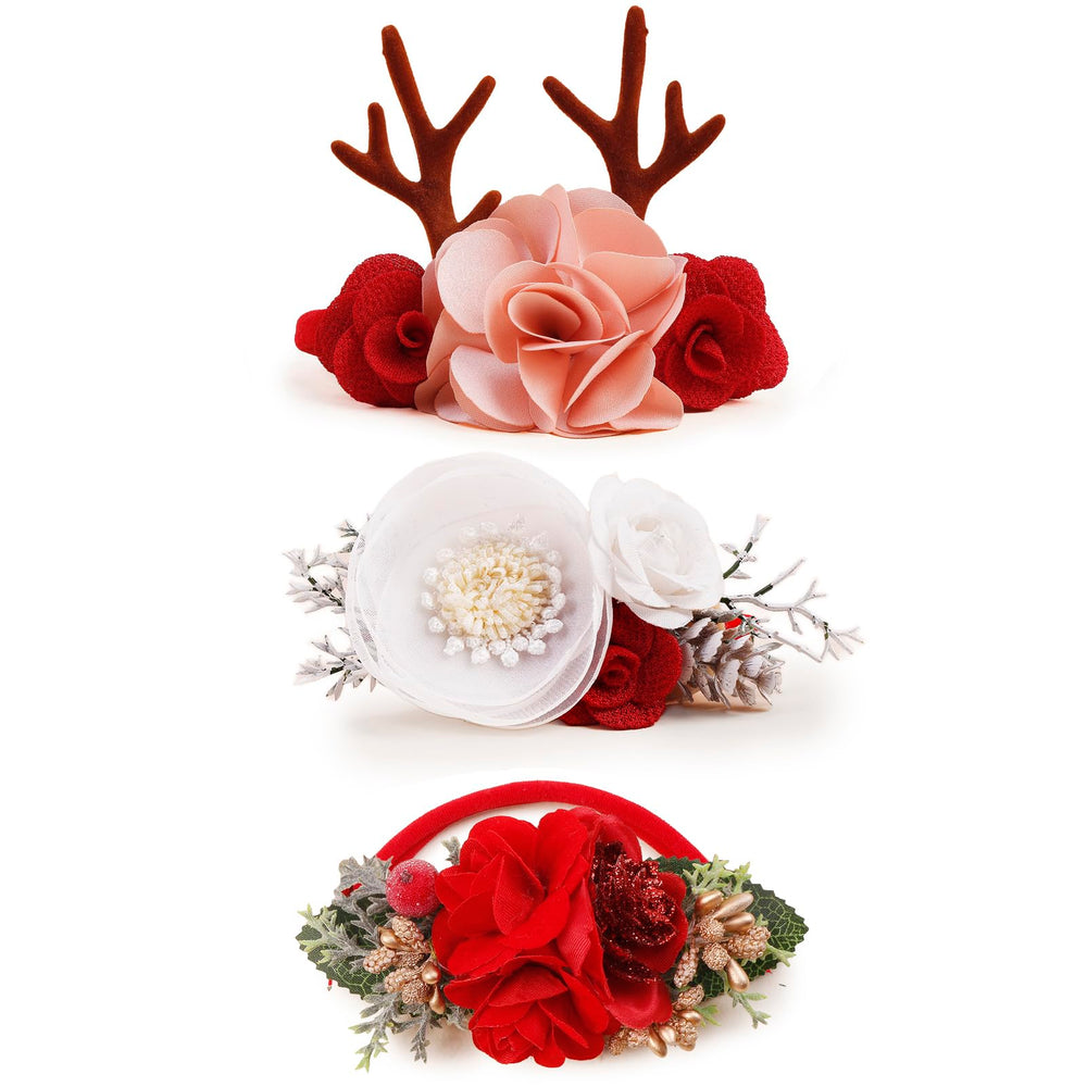 BFNAAgirl baby floral headband with nylon crown for comfortable everyday wear