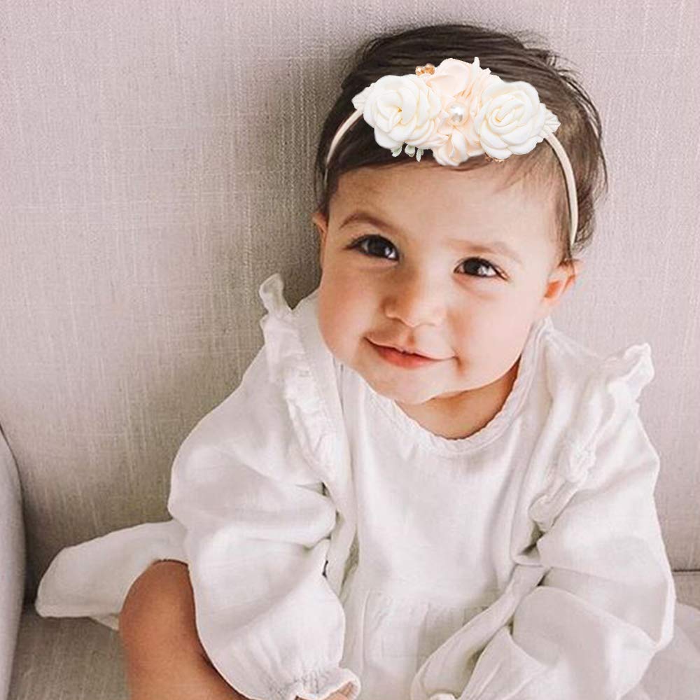BFNAAgirl style C floral headband fits newborn to older kids for events