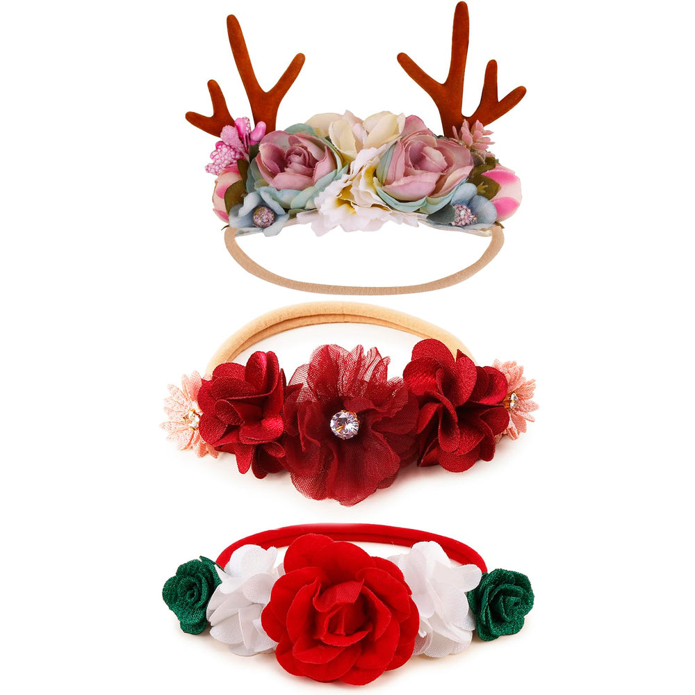 BFNAAgirl floral headband set on a soft nylon elastic band for comfortable wear.