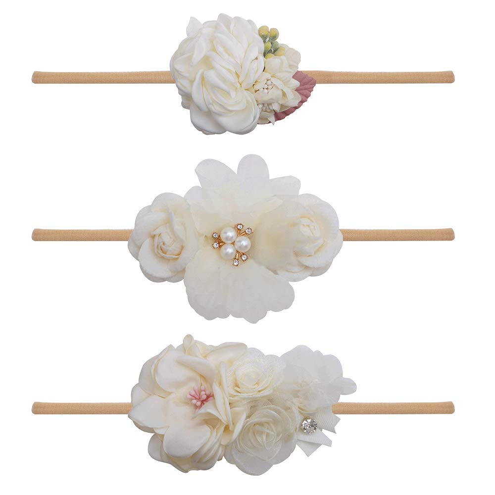 BFNAAgirl floral headband with soft material for gentle skin contact.