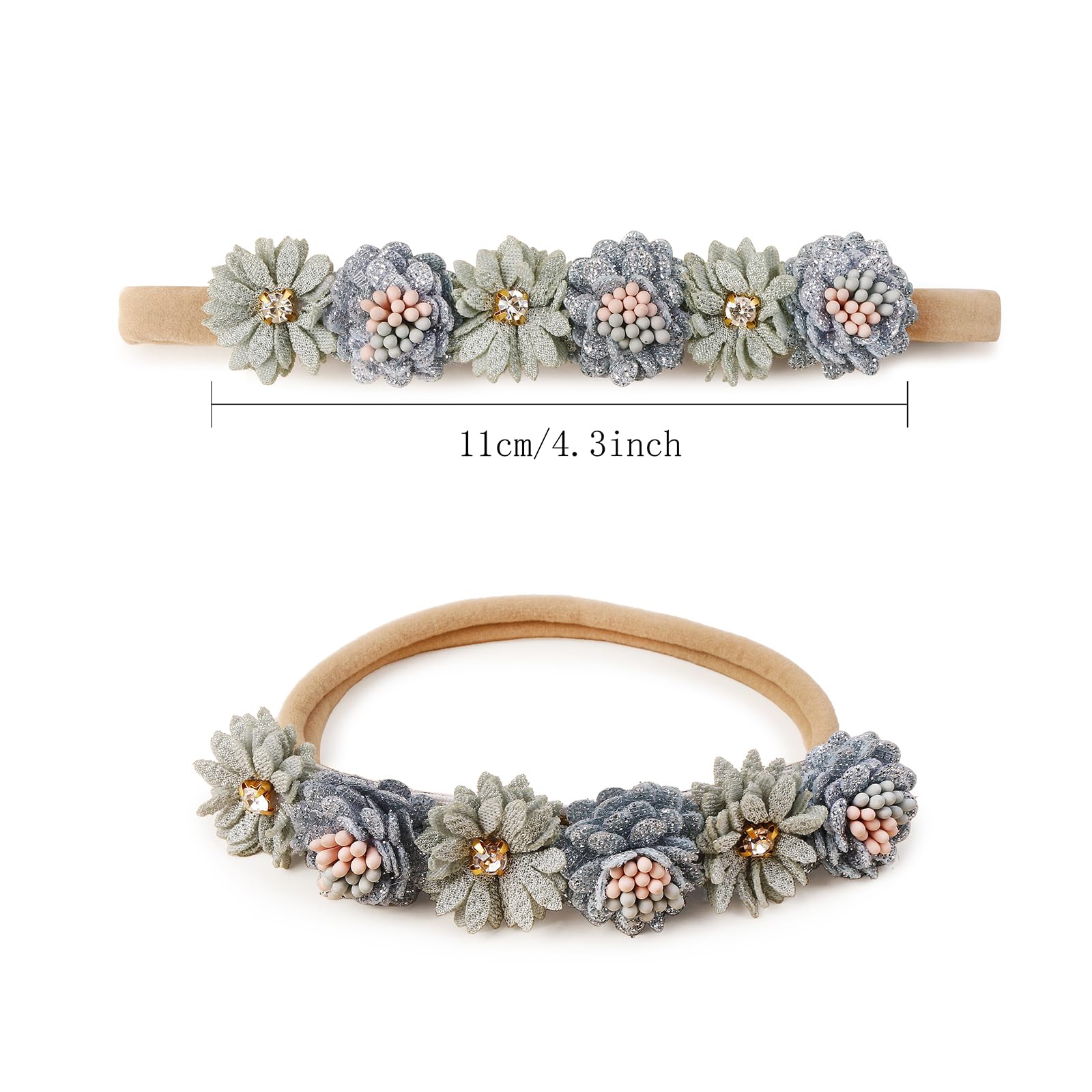 BFNAAgirl flower crown back with cotton pad for gentle wear.