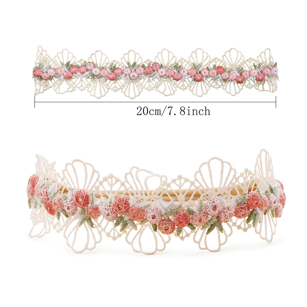 BFNAAgirl flower headband close-up shows rhinestones for subtle sparkle.