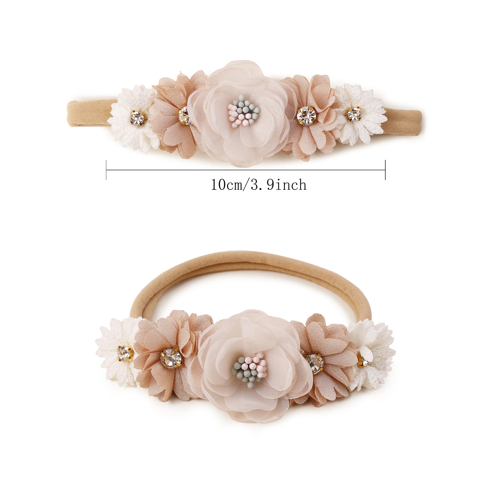 BFNAAgirl nylon elastic headband close-up showing comfortable stretch for growing heads.