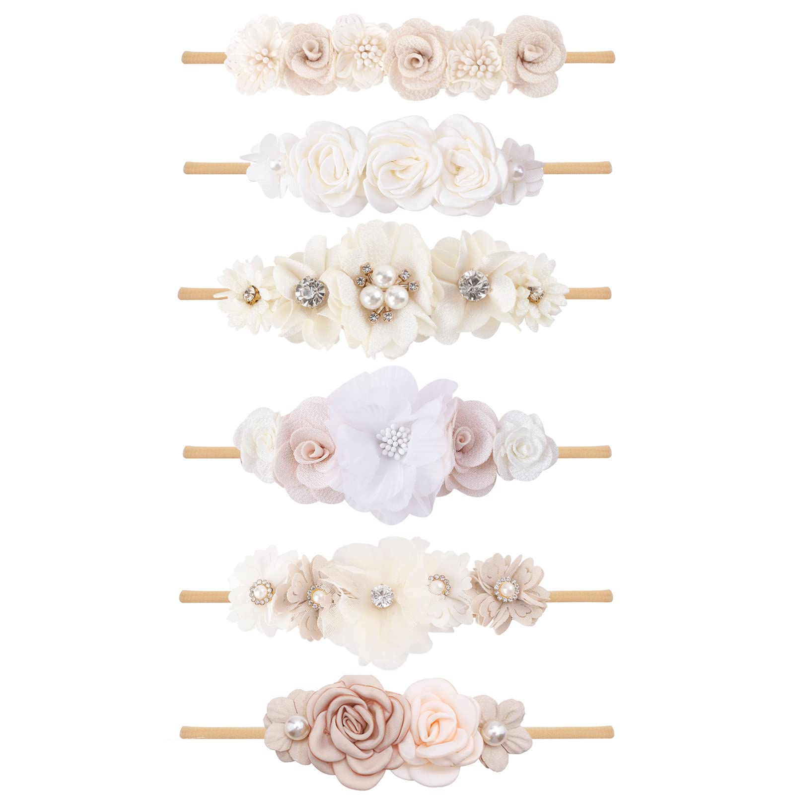 BFNAAgirl flower headband pink with rhinestones for newborn photography