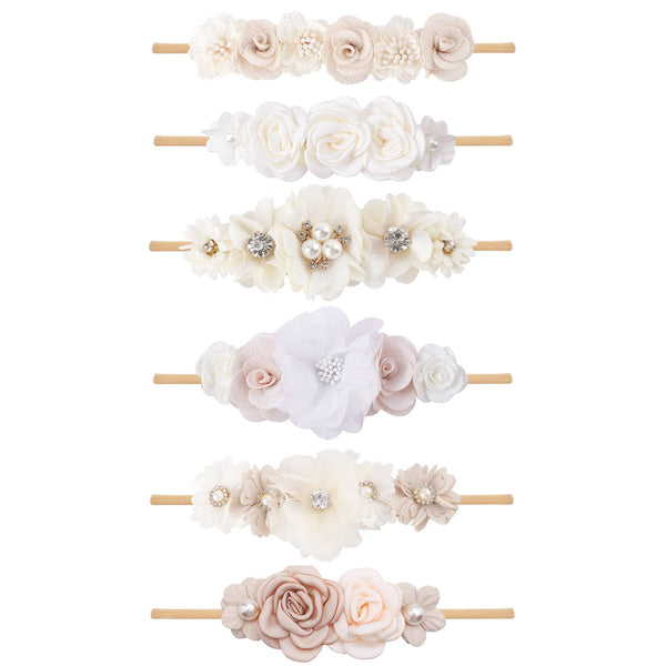 BFNAAgirl flower headband pink with rhinestones for newborn photography