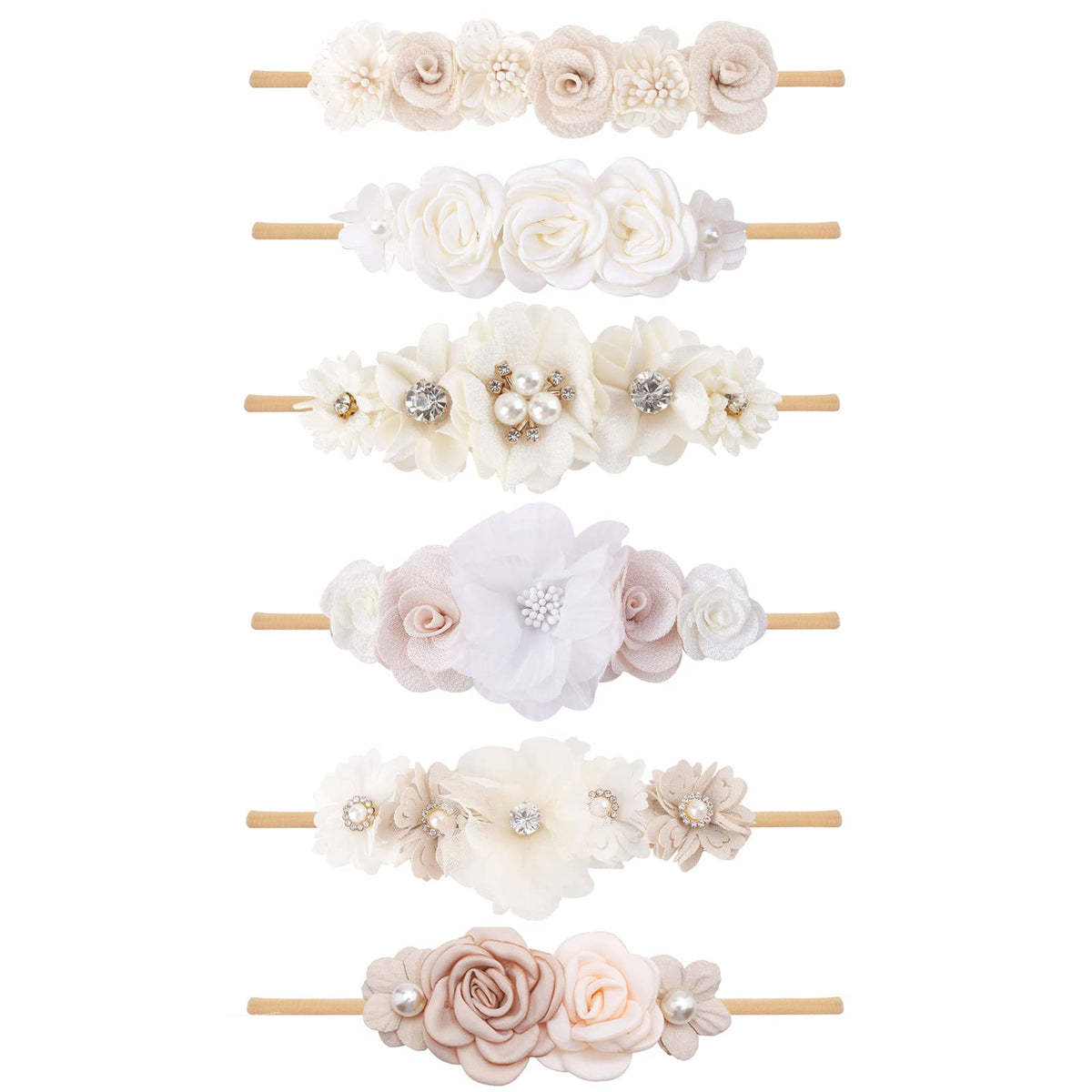 BFNAAgirl flower headband pink with rhinestones for newborn photography