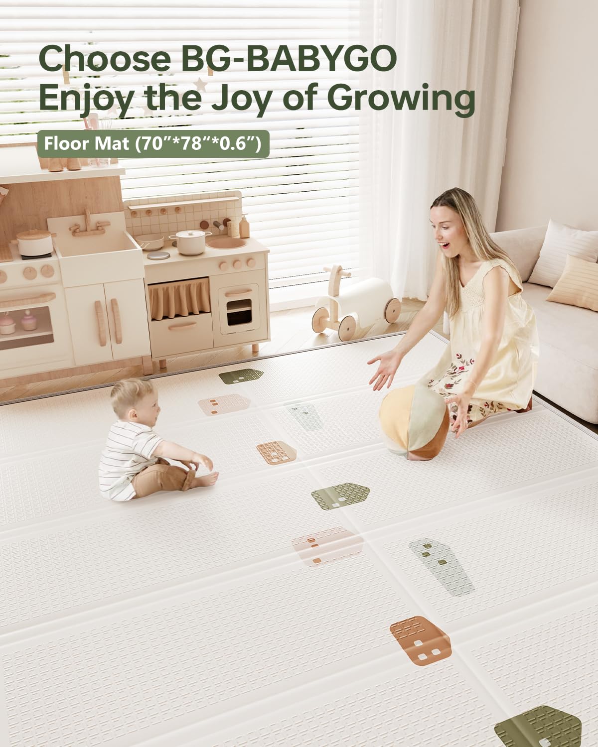 BG-BABYGO mat 0.8 inch thickness enhances comfort and safety