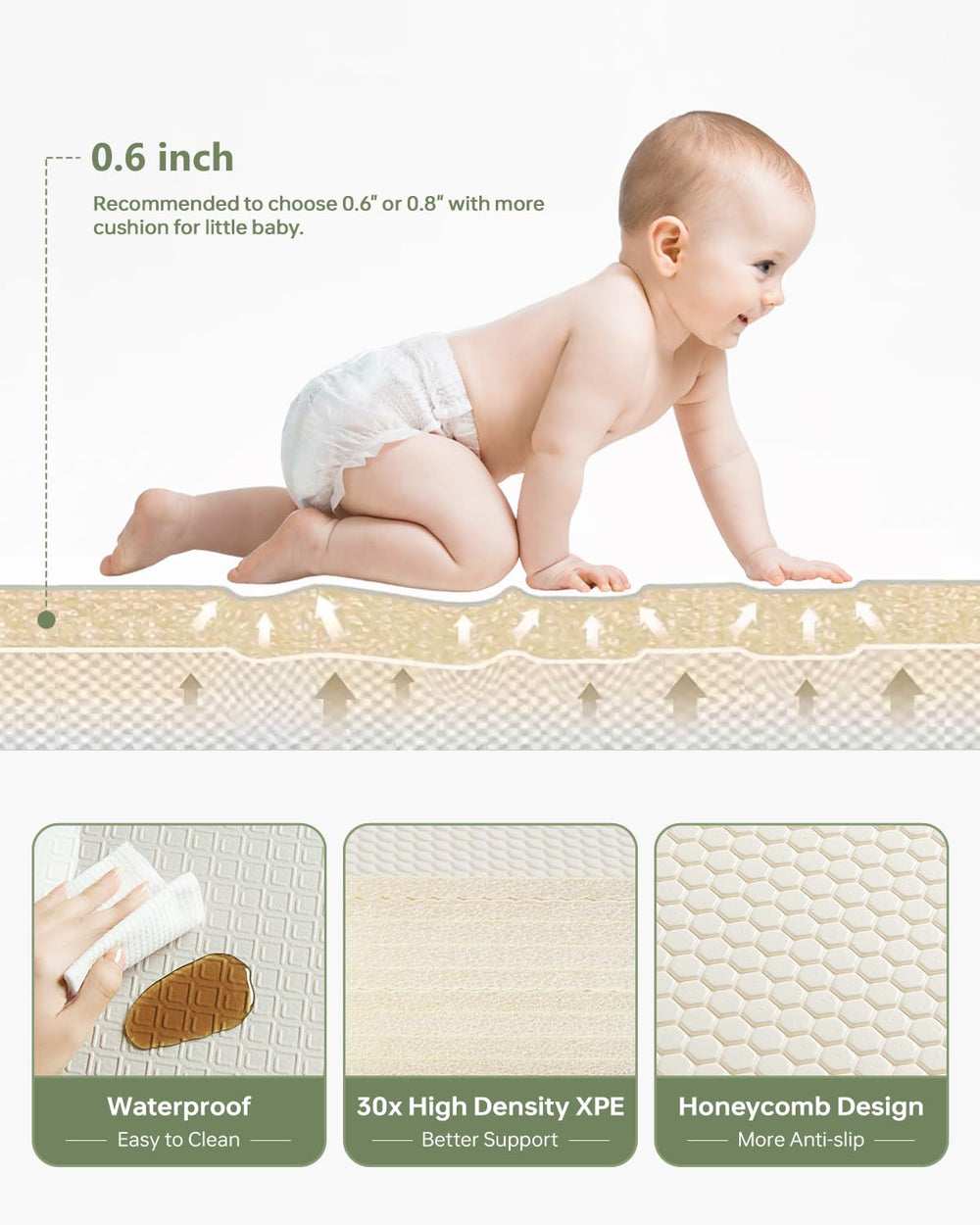 BG-BABYGO Foam play mat showing soft cushion and safe surface for crawling