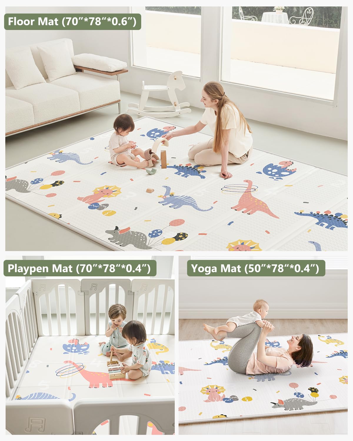 BG-BABYGO Island tracks pattern on play mat for exploration
