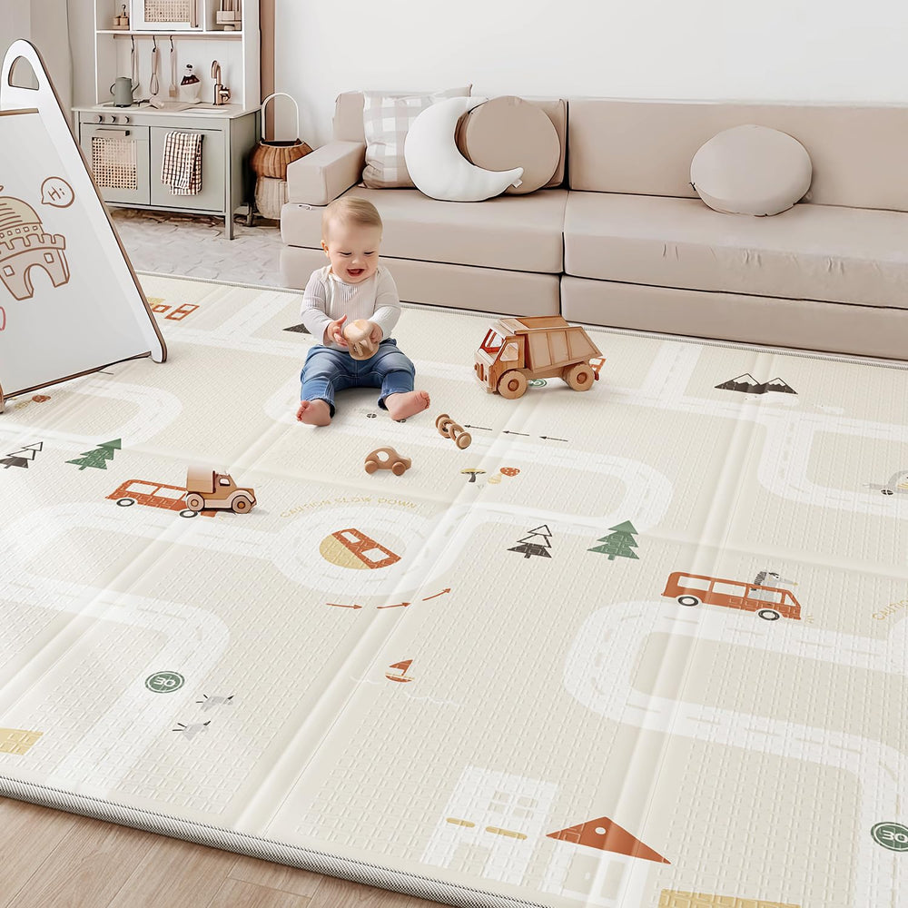BG-BABYGO baby play mat with reversible design for imaginative play.