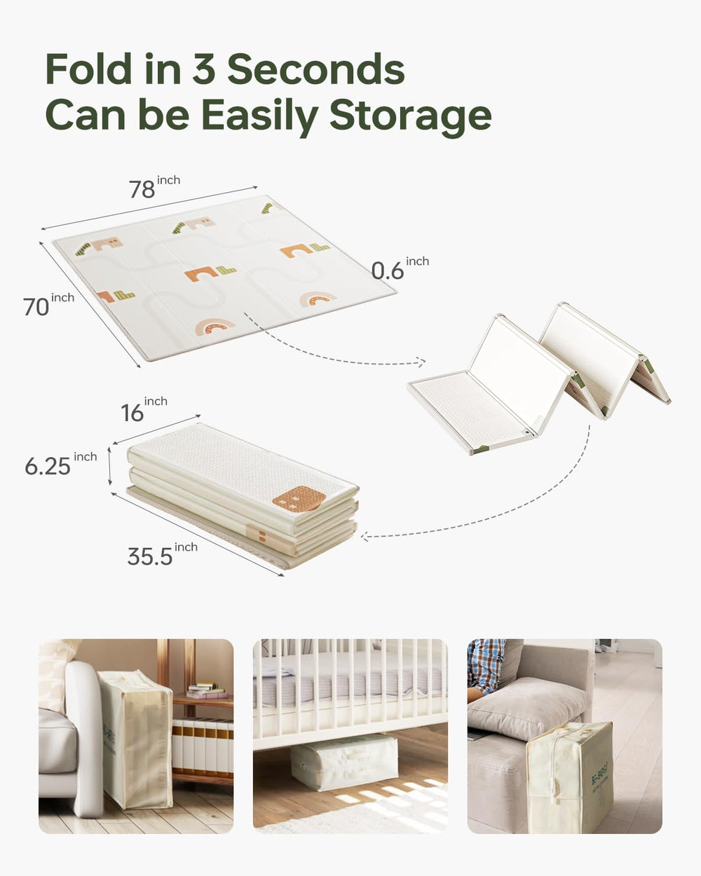 BG-BABYGO play mat reversible design offers two playful looks