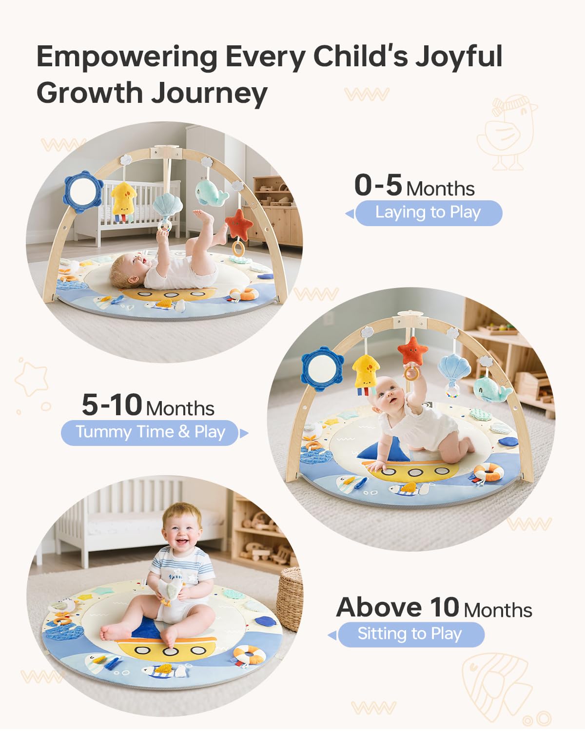 BG-BABYGO Detachable toys promote grasping and motor skills.