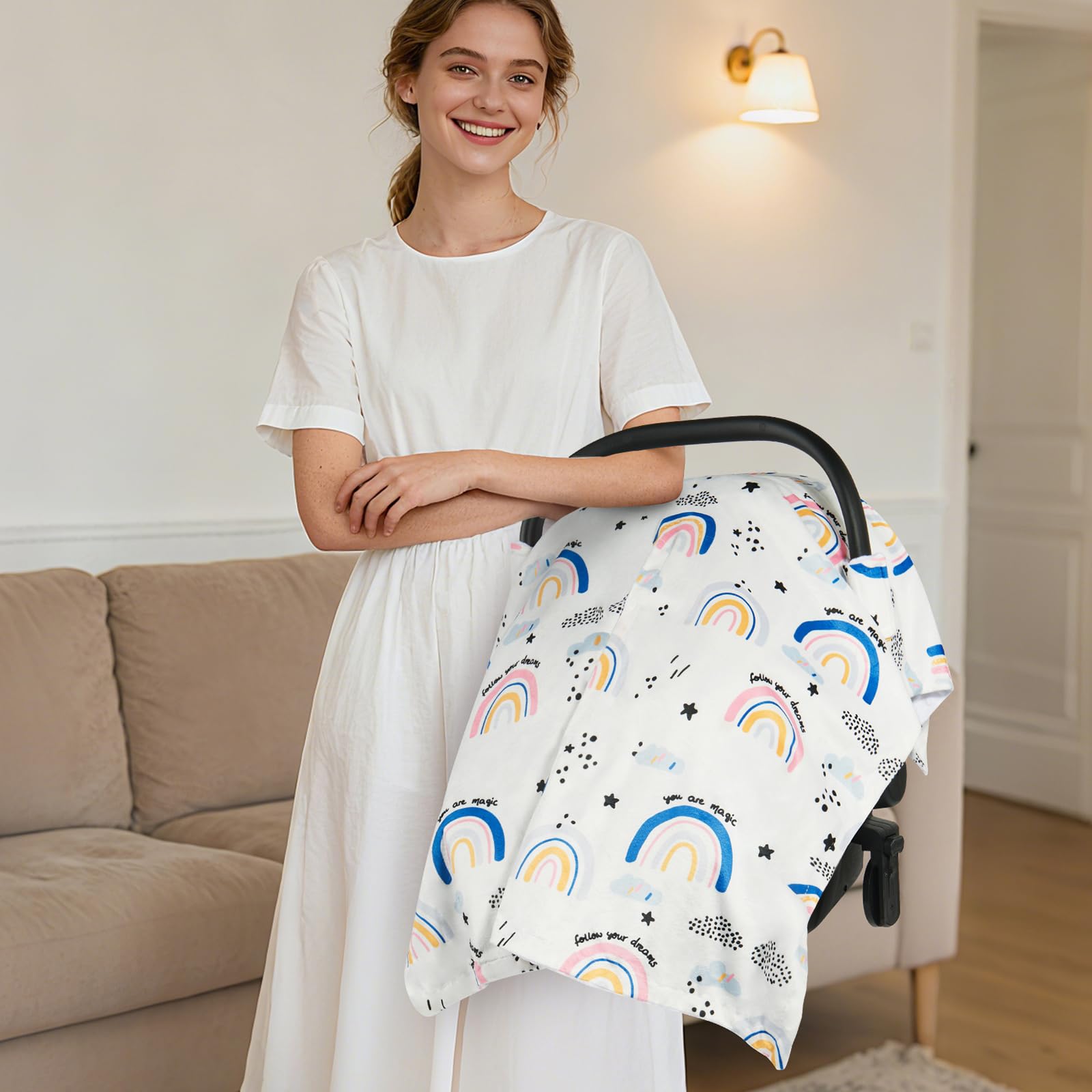 Soft plush minky interior keeps baby warm and cozy.
