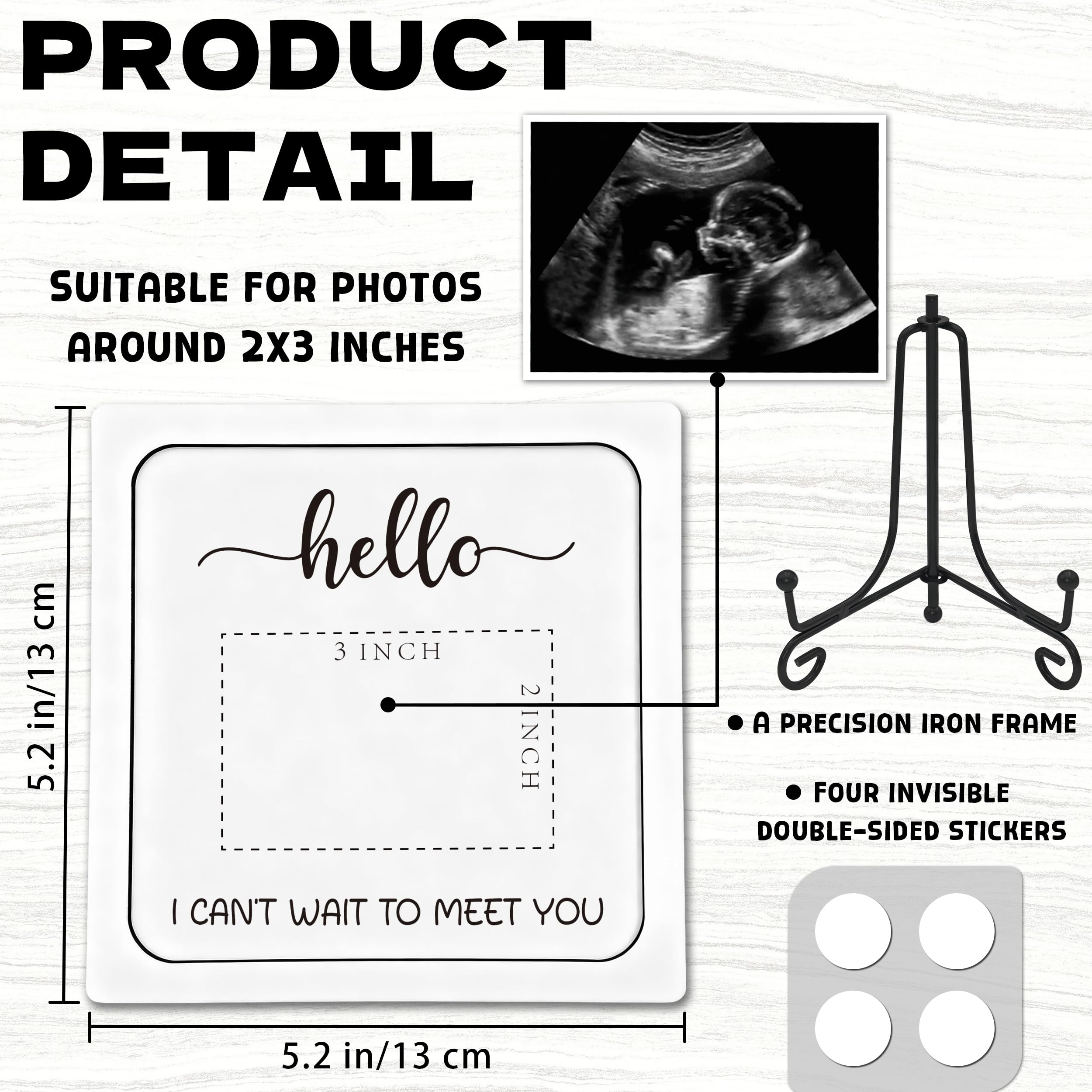 BGFMVS ultrasound frame in wood highlights a keepsake moment.