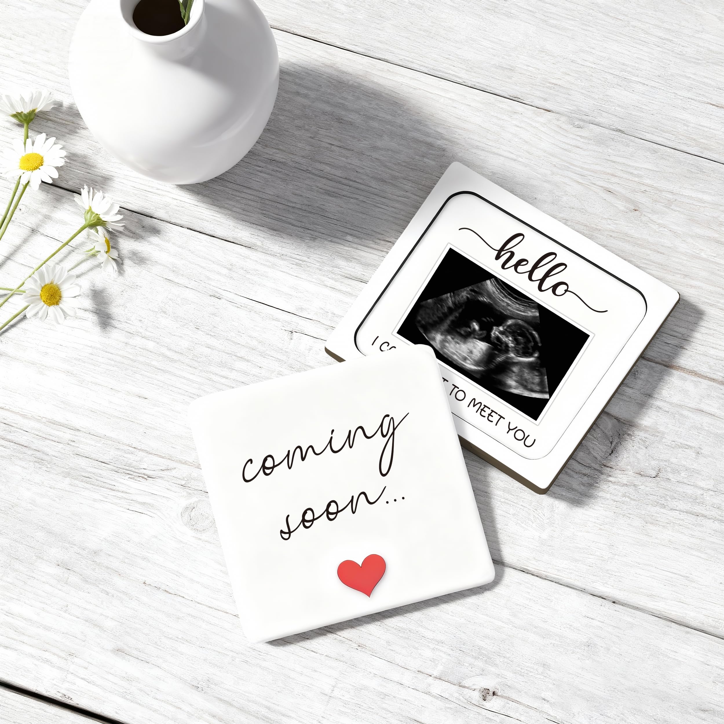 BGFMVS wooden keepsake frame holds 2x3 ultrasound photos.