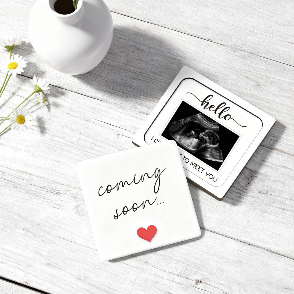 BGFMVS wooden keepsake frame holds 2x3 ultrasound photos.