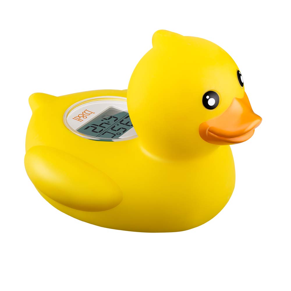 B and H Classic Duck thermometer in the bath showing temperature readings