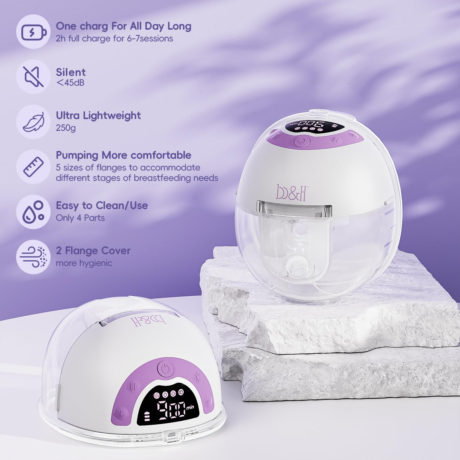B&H bh wearable breast pump securely fastened around the bra
