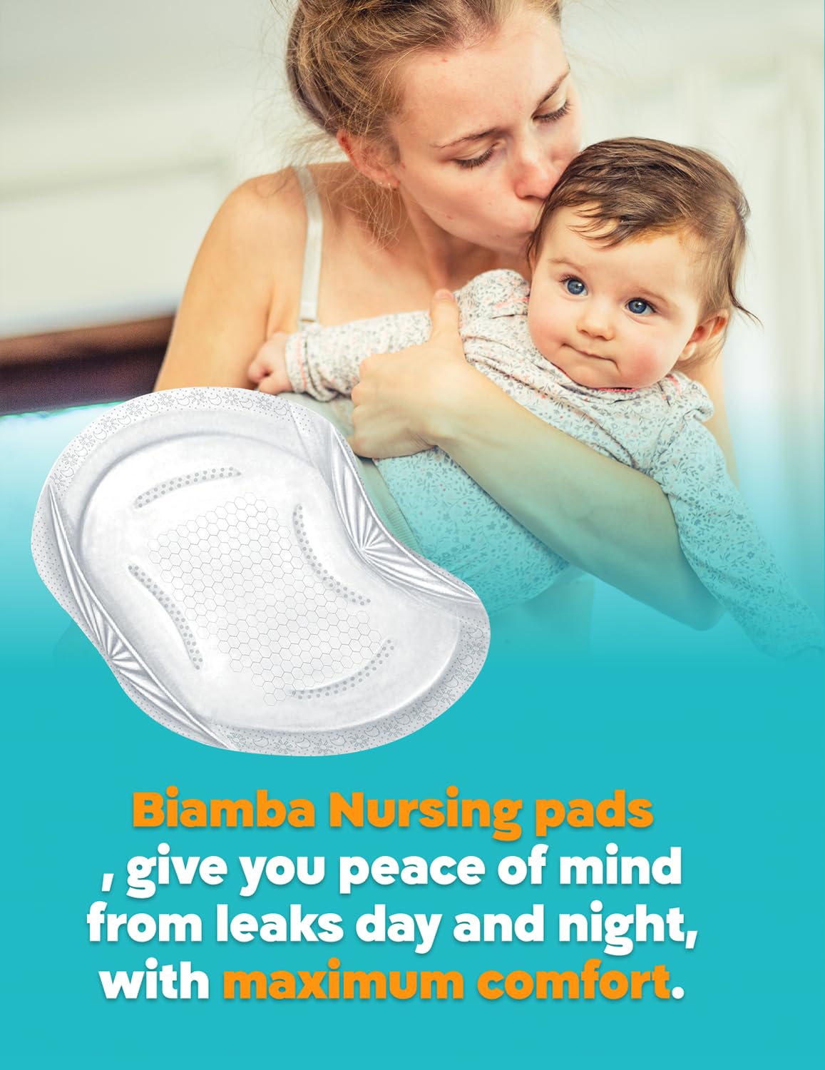 Biamba nursing pads provide leak protection for discreet day wear.