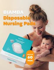 Biamba nursing pads with dual adhesive backing for a secure fit.
